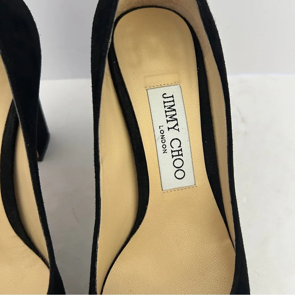 Jimmy Choo Billie Suede Pumps Block Heel Round Toe Minimalist Size US 5 EU 35 - Picture 8 of 14